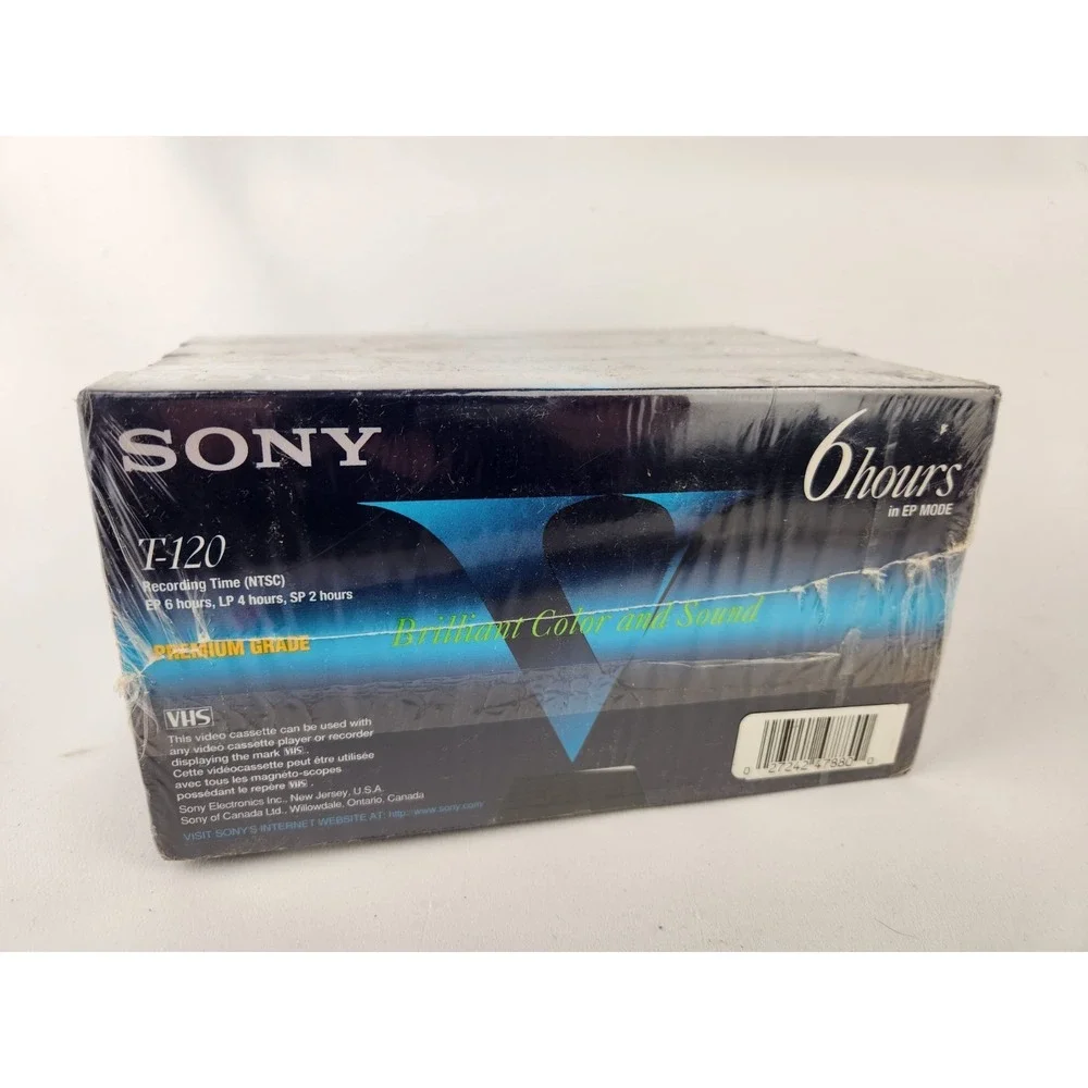 NEW Sony 5 Pack VCR VHS Tapes‎ T-120 Premium Grade High Durability 6 hr EP Mode